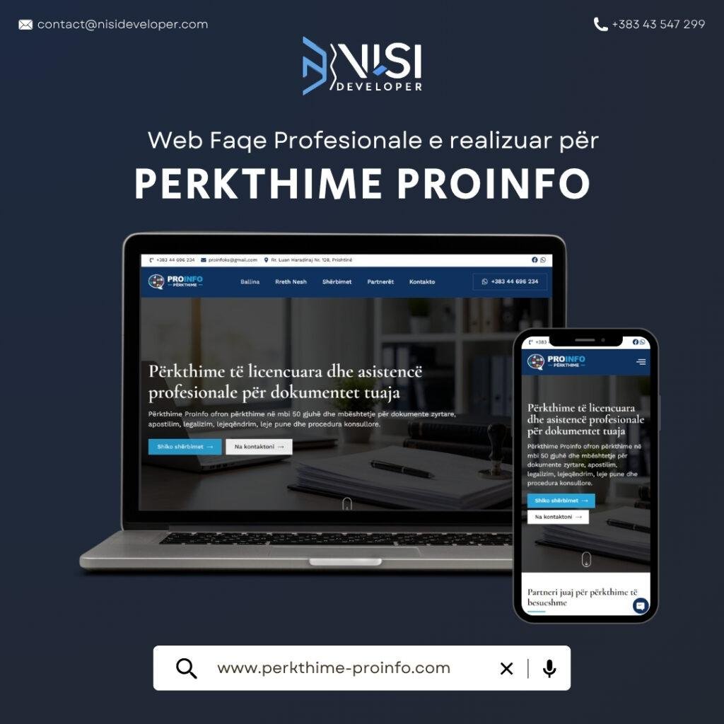 NISI Developer Website for Perkthime ProInfo - NISI Developer